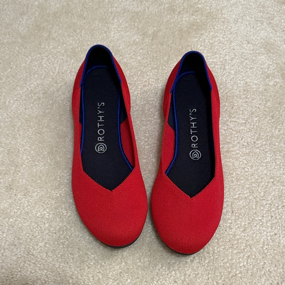 Rothy's Red Knit Slip-On Flats